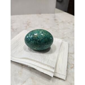 Vintage Carved Polished Gemstone Egg Chrysocolla Amazonite Green Blue2.5" Long